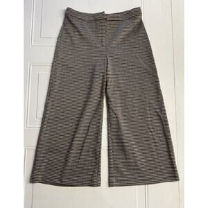 Vince Camuto Women's Houndstooth Heritage Check Wide Leg Cropped Trousers Size 4